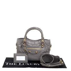 Balenciaga Gris Pyrite Leather Mini Classic City Bag