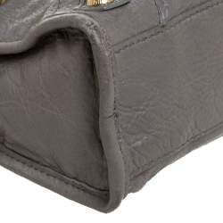 Pre Owned Balenciaga Gris Pyrite Leather Mini Classic City Bag