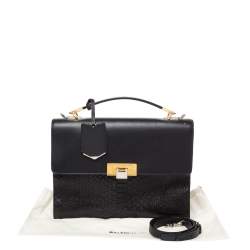 Pre Owned حقيبة بالنسياغا "لو ديكس كارتابل" يد علوية جلد ثعبان و جلد أسود