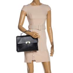 Pre Owned حقيبة بالنسياغا "لو ديكس كارتابل" يد علوية جلد ثعبان و جلد أسود