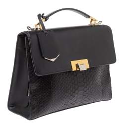 Pre Owned حقيبة بالنسياغا "لو ديكس كارتابل" يد علوية جلد ثعبان و جلد أسود