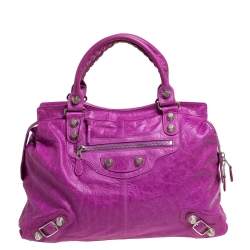 مملوكة مسبقًا Balenciaga Magenta Leather RTT Silver Giant Hardware Bag