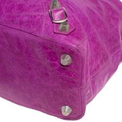 مملوكة مسبقًا Balenciaga Magenta Leather RTT Silver Giant Hardware Bag