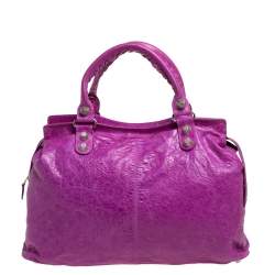 مملوكة مسبقًا Balenciaga Magenta Leather RTT Silver Giant Hardware Bag