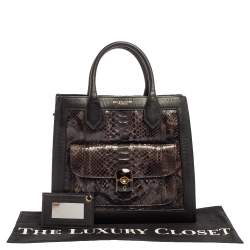 Balenciaga Black Leather and Python Padlock All Afternoon Tote