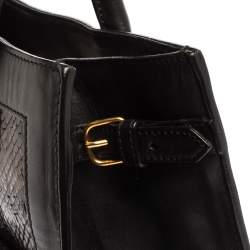 Balenciaga Black Leather and Python Padlock All Afternoon Tote