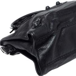 Pre Owned حقيبة يد بالنسياغا جي أتش سيتي جلد بروغي أسود