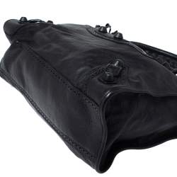 Pre Owned حقيبة يد بالنسياغا جي أتش سيتي جلد بروغي أسود