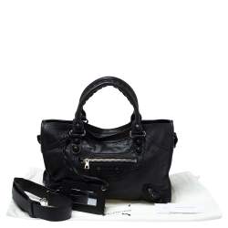 Pre Owned حقيبة يد بالنسياغا جي أتش سيتي جلد بروغي أسود