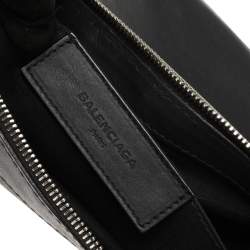 Pre Owned Balenciaga Black Leather Perforated Logo Pouch