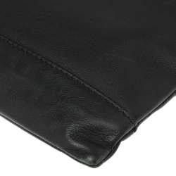 Pre Owned Balenciaga Black Leather Perforated Logo Pouch