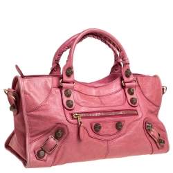 مملوكة مسبقًا حقيبة يد بالنسياغا جي جي أتش بارت تايم جلد وردي