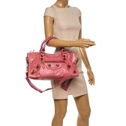 مملوكة مسبقًا حقيبة يد بالنسياغا جي جي أتش بارت تايم جلد وردي