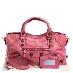 مملوكة مسبقًا حقيبة يد بالنسياغا جي جي أتش بارت تايم جلد وردي