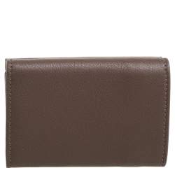 Pre Owned Balenciaga Dark Beige Leather Mini Papier Wallet