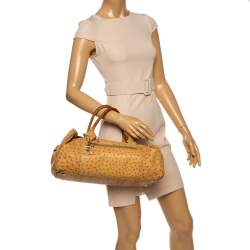 Pre Owned Balenciaga Cream Ostrich Whistle Satchel