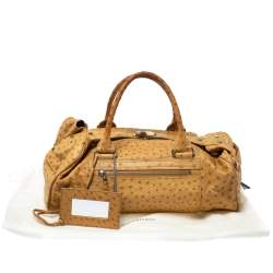 Pre Owned Balenciaga Cream Ostrich Whistle Satchel