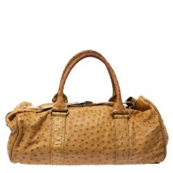 Pre Owned Balenciaga Cream Ostrich Whistle Satchel
