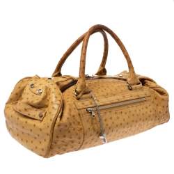 Pre Owned Balenciaga Cream Ostrich Whistle Satchel