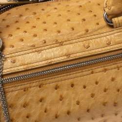 Pre Owned Balenciaga Cream Ostrich Whistle Satchel
