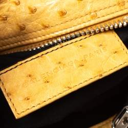 Pre Owned Balenciaga Cream Ostrich Whistle Satchel