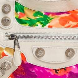 مملوكة مسبقًا Balenciaga Light Beige Floral Print Satin and Leather GSH City Bag