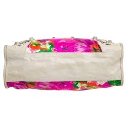 مملوكة مسبقًا Balenciaga Light Beige Floral Print Satin and Leather GSH City Bag