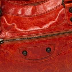 Pre Owned Balenciaga Vermillon Leather Classic City RH Tote
