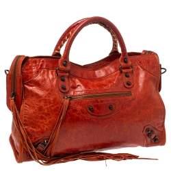 Pre Owned Balenciaga Vermillon Leather Classic City RH Tote