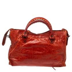 Pre Owned Balenciaga Vermillon Leather Classic City RH Tote