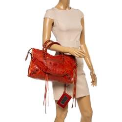 Pre Owned Balenciaga Vermillon Leather Classic City RH Tote