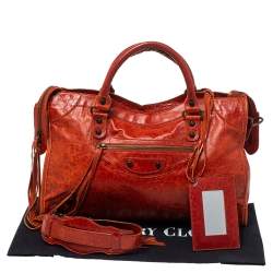 Pre Owned Balenciaga Vermillon Leather Classic City RH Tote