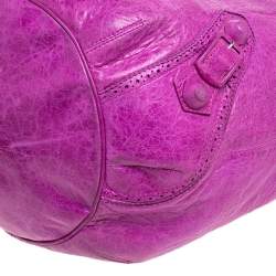 Pre Owned حقيبة هوبو بالنسياغا جي أس أتش بومبون جلد وردي 