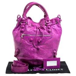 Pre Owned حقيبة هوبو  بالنسياغا جي أس أتش بومبون جلد وردي 