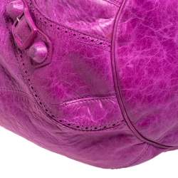 Pre Owned حقيبة هوبو بالنسياغا جي أس أتش بومبون جلد وردي 