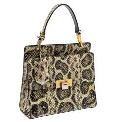 Pre Owned Balenciaga Cream Python Le Dix Cartable S Top Handle Bag