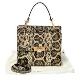 Pre Owned Balenciaga Cream Python Le Dix Cartable S Top Handle Bag