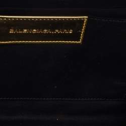 Pre Owned حقيبة كلتش بالنسياغا قلاب معدن قفل دوار جلد ذهبي ميتالك