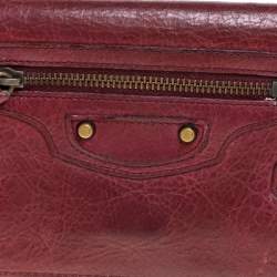 Pre Owned Balenciaga Bordeaux Leather City Wallet