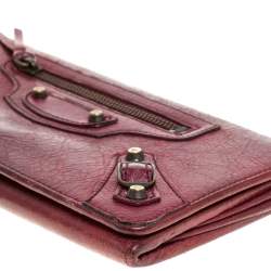 Pre Owned Balenciaga Bordeaux Leather City Wallet