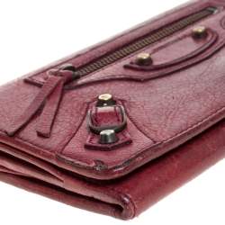 Pre Owned Balenciaga Bordeaux Leather City Wallet