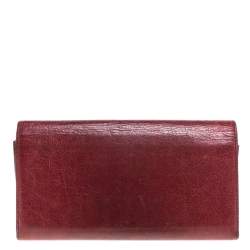 Pre Owned Balenciaga Bordeaux Leather City Wallet
