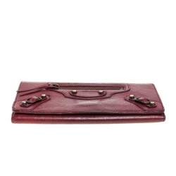 Pre Owned Balenciaga Bordeaux Leather City Wallet