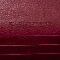 Pre Owned Balenciaga Bordeaux Leather City Wallet
