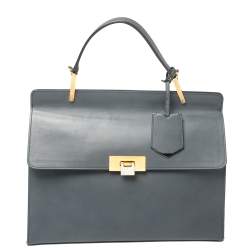 مملوكة مسبقًا Balenciaga Ash Blue Leather Le Dix Cartable Top Handle Bag