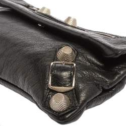 Pre Owned Balenciaga Black Leather GSH  Envelope Clutch