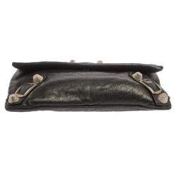 Pre Owned Balenciaga Black Leather GSH  Envelope Clutch