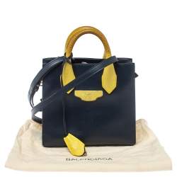 Pre Owned حقيبة يد توتس بالنسياغا ميني أول أفترنون جلد سحلية وجلد أصفر/أزرق