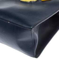 Pre Owned حقيبة يد توتس بالنسياغا ميني أول أفترنون جلد سحلية وجلد أصفر/أزرق