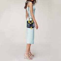 Pre Owned حقيبة يد توتس بالنسياغا ميني أول أفترنون جلد سحلية وجلد أصفر/أزرق